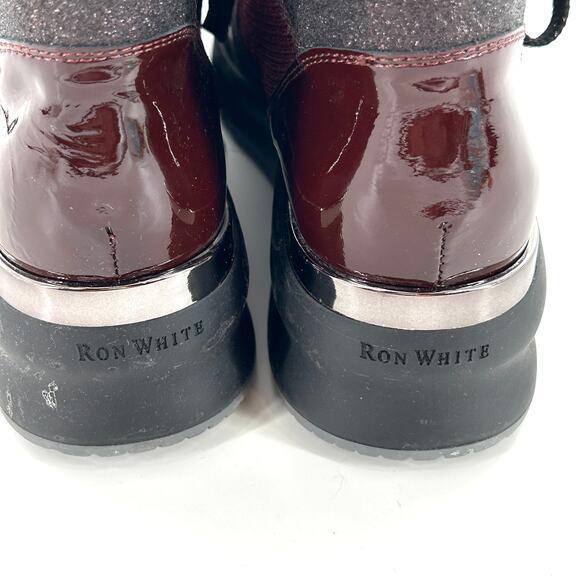 Ron White Rayla High Top Wedge Sneaker 39 8.5 9 NWOT Burgundy Black - Picture 2 of 9